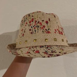 Floral Fedora with Gold Studs